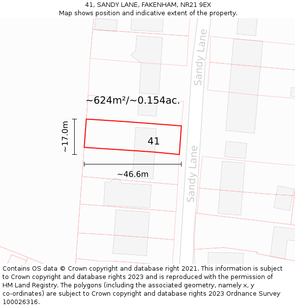 41, SANDY LANE, FAKENHAM, NR21 9EX: Plot and title map