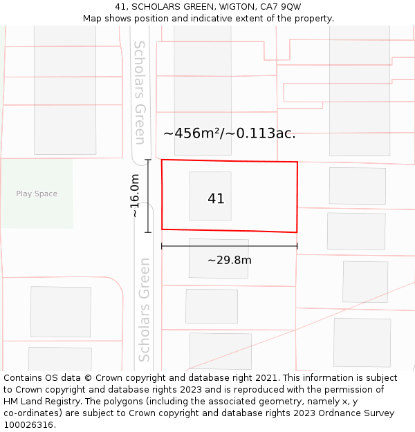 41, SCHOLARS GREEN, WIGTON, CA7 9QW: Plot and title map