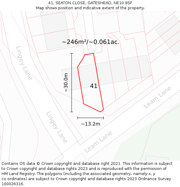 41, SEATON CLOSE, GATESHEAD, NE10 8SF: Plot and title map