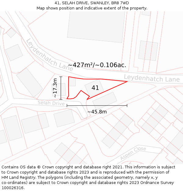 41, SELAH DRIVE, SWANLEY, BR8 7WD: Plot and title map