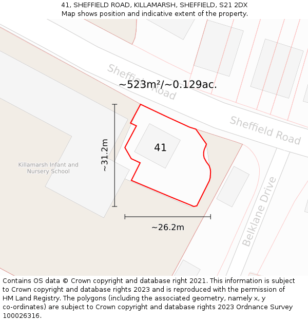 41, SHEFFIELD ROAD, KILLAMARSH, SHEFFIELD, S21 2DX: Plot and title map