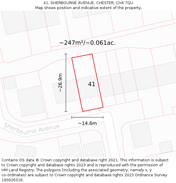 41, SHERBOURNE AVENUE, CHESTER, CH4 7QU: Plot and title map