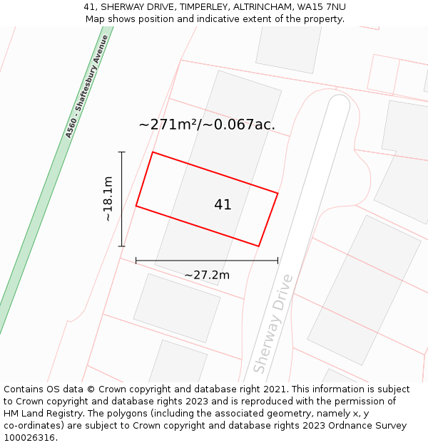 41, SHERWAY DRIVE, TIMPERLEY, ALTRINCHAM, WA15 7NU: Plot and title map