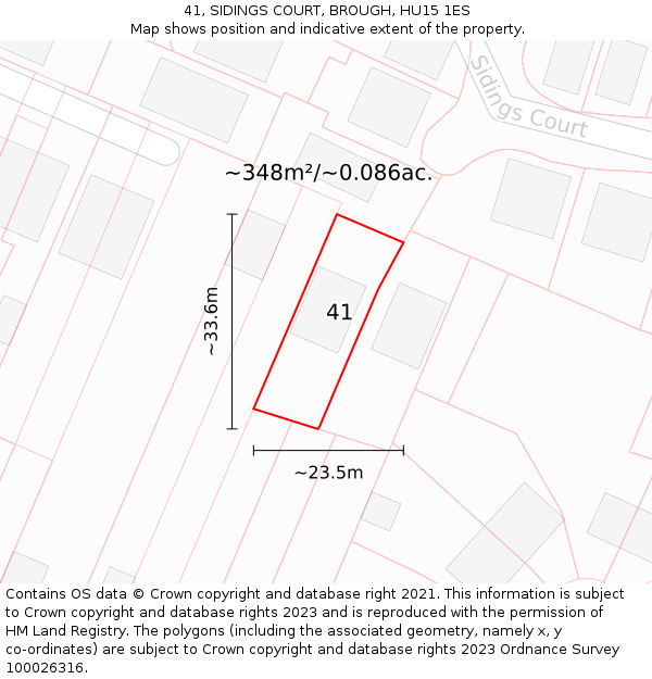 41, SIDINGS COURT, BROUGH, HU15 1ES: Plot and title map