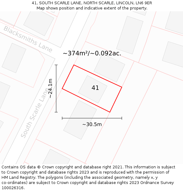 41, SOUTH SCARLE LANE, NORTH SCARLE, LINCOLN, LN6 9ER: Plot and title map