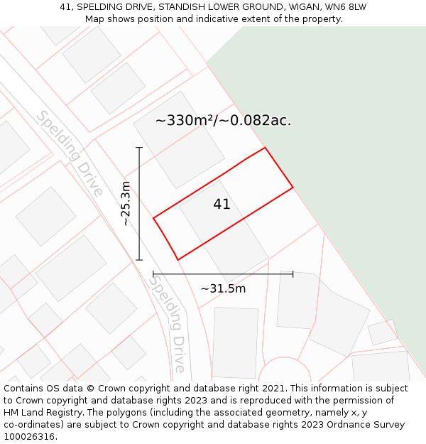 41, SPELDING DRIVE, STANDISH LOWER GROUND, WIGAN, WN6 8LW: Plot and title map