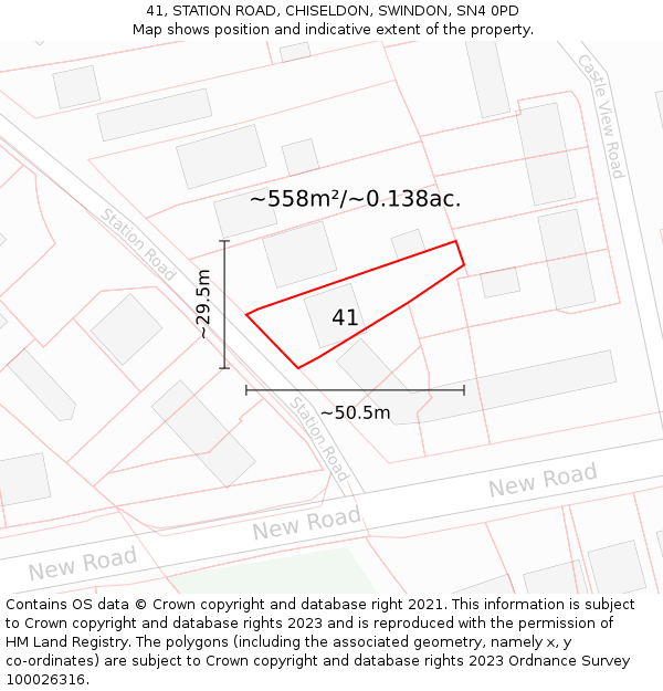 41, STATION ROAD, CHISELDON, SWINDON, SN4 0PD: Plot and title map