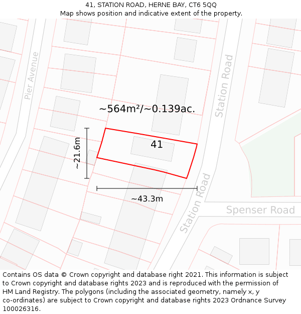 41, STATION ROAD, HERNE BAY, CT6 5QQ: Plot and title map