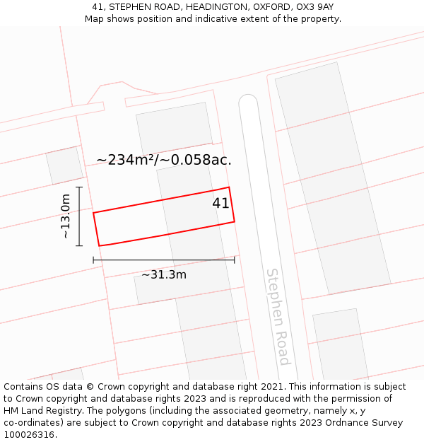 41, STEPHEN ROAD, HEADINGTON, OXFORD, OX3 9AY: Plot and title map