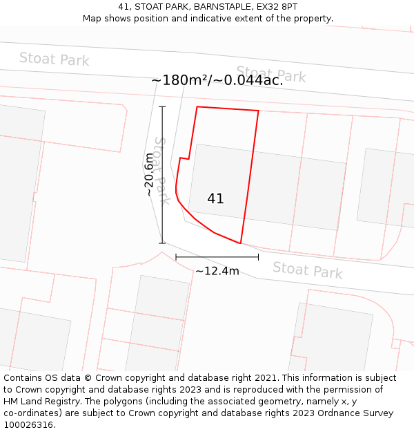 41, STOAT PARK, BARNSTAPLE, EX32 8PT: Plot and title map