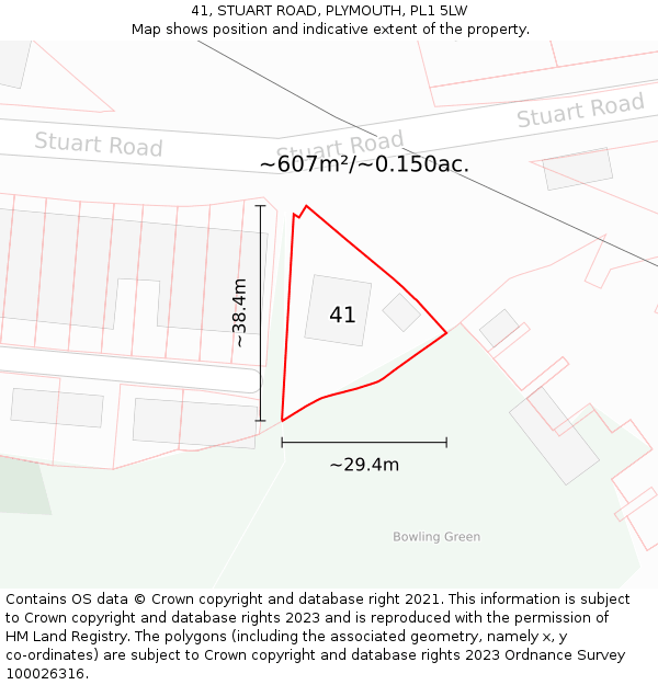 41, STUART ROAD, PLYMOUTH, PL1 5LW: Plot and title map