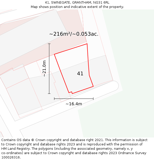 41, SWINEGATE, GRANTHAM, NG31 6RL: Plot and title map