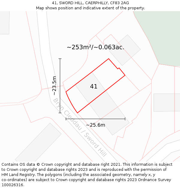 41, SWORD HILL, CAERPHILLY, CF83 2AG: Plot and title map