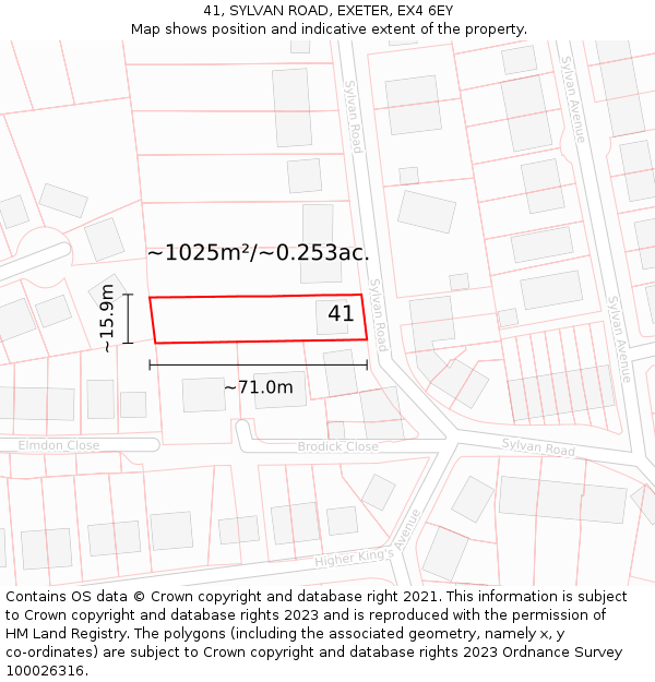 41, SYLVAN ROAD, EXETER, EX4 6EY: Plot and title map