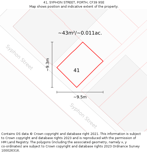 41, SYPHON STREET, PORTH, CF39 9SE: Plot and title map