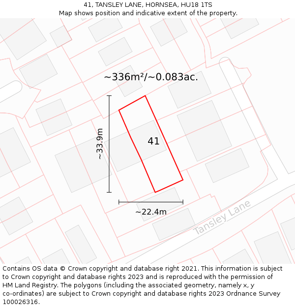 41, TANSLEY LANE, HORNSEA, HU18 1TS: Plot and title map