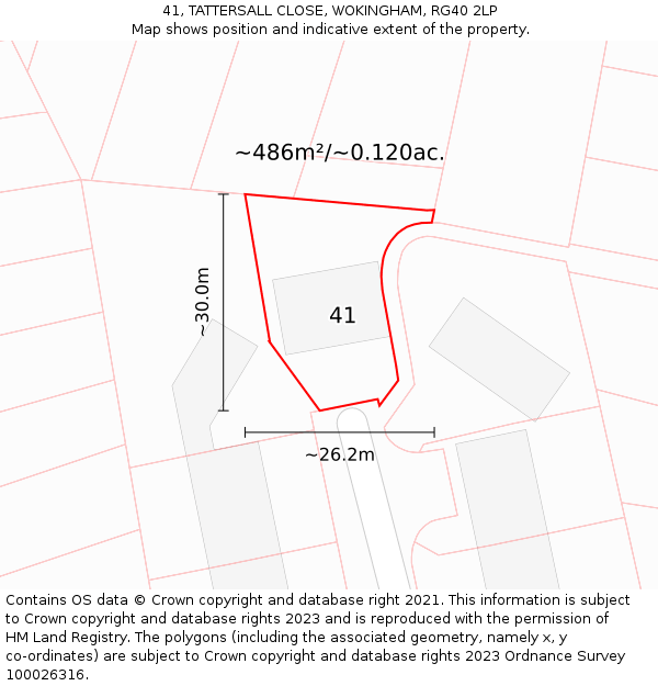 41, TATTERSALL CLOSE, WOKINGHAM, RG40 2LP: Plot and title map