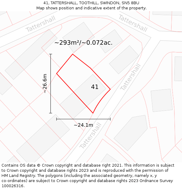 41, TATTERSHALL, TOOTHILL, SWINDON, SN5 8BU: Plot and title map