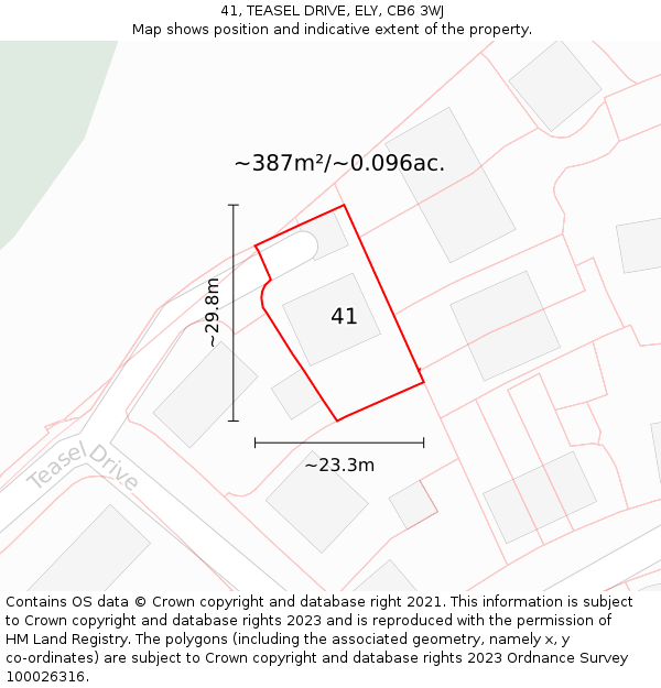 41, TEASEL DRIVE, ELY, CB6 3WJ: Plot and title map