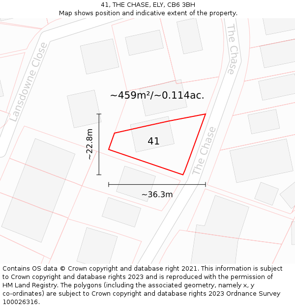 41, THE CHASE, ELY, CB6 3BH: Plot and title map