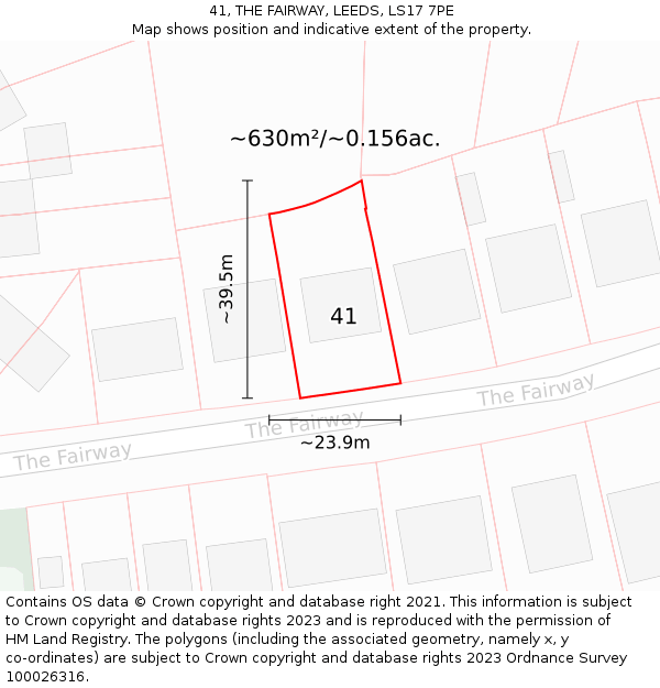 41, THE FAIRWAY, LEEDS, LS17 7PE: Plot and title map