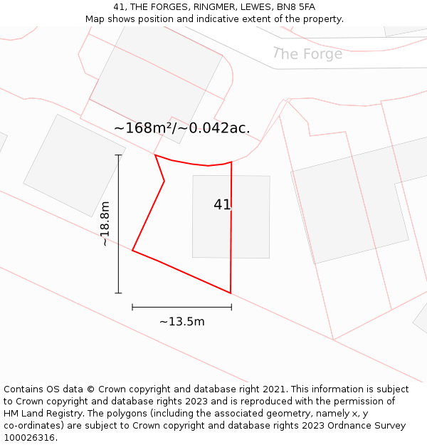 41, THE FORGES, RINGMER, LEWES, BN8 5FA: Plot and title map