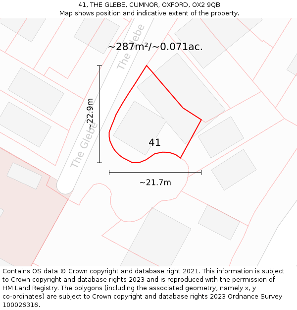 41, THE GLEBE, CUMNOR, OXFORD, OX2 9QB: Plot and title map