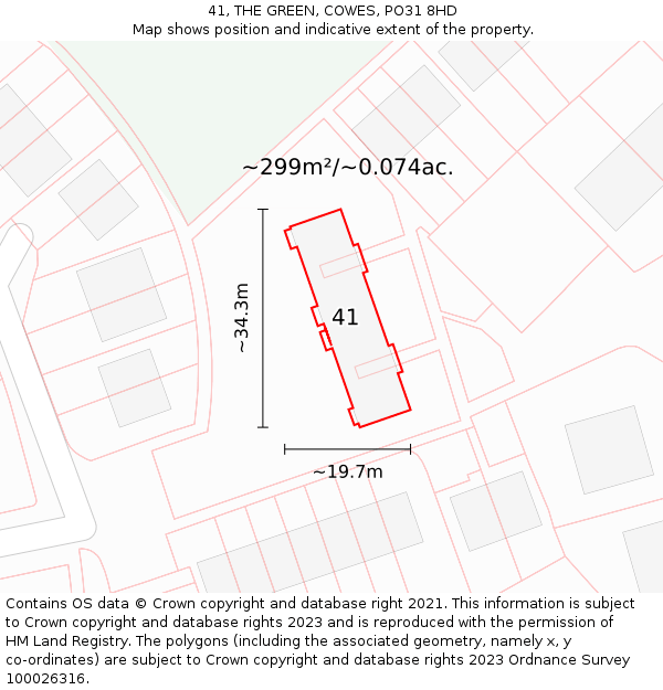 41, THE GREEN, COWES, PO31 8HD: Plot and title map