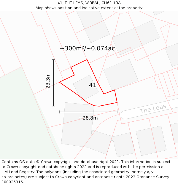 41, THE LEAS, WIRRAL, CH61 1BA: Plot and title map