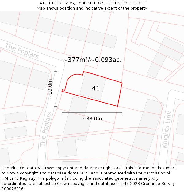 41, THE POPLARS, EARL SHILTON, LEICESTER, LE9 7ET: Plot and title map