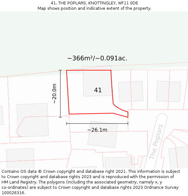 41, THE POPLARS, KNOTTINGLEY, WF11 0DE: Plot and title map