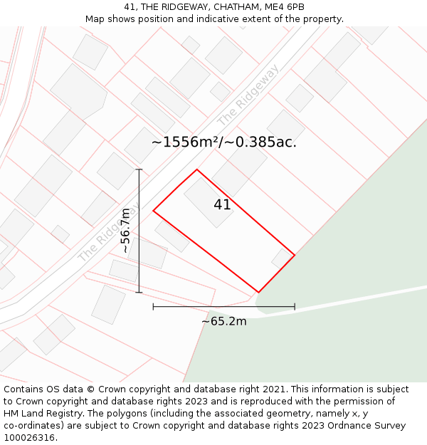 41, THE RIDGEWAY, CHATHAM, ME4 6PB: Plot and title map