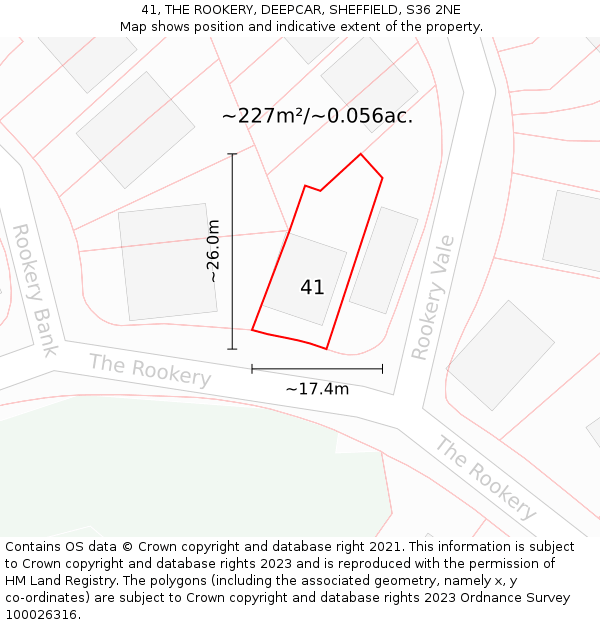 41, THE ROOKERY, DEEPCAR, SHEFFIELD, S36 2NE: Plot and title map