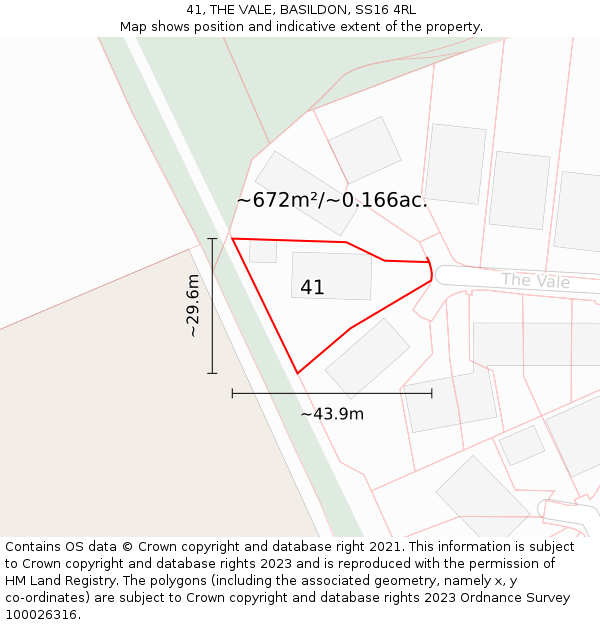 41, THE VALE, BASILDON, SS16 4RL: Plot and title map