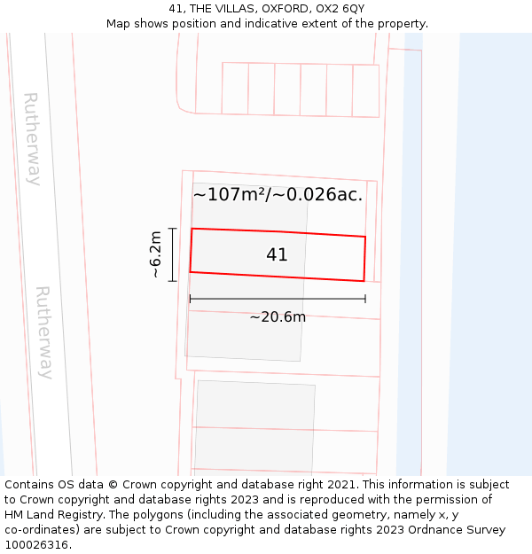 41, THE VILLAS, OXFORD, OX2 6QY: Plot and title map