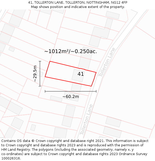 41, TOLLERTON LANE, TOLLERTON, NOTTINGHAM, NG12 4FP: Plot and title map