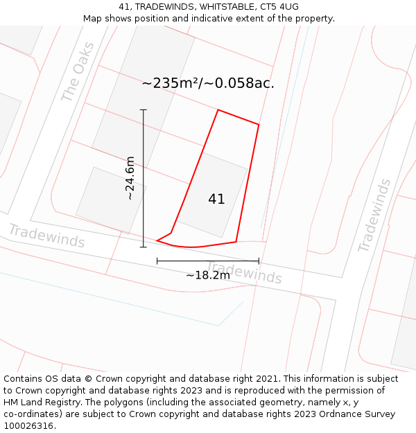 41, TRADEWINDS, WHITSTABLE, CT5 4UG: Plot and title map