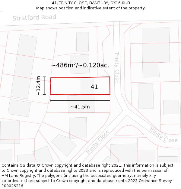 41, TRINITY CLOSE, BANBURY, OX16 0UB: Plot and title map