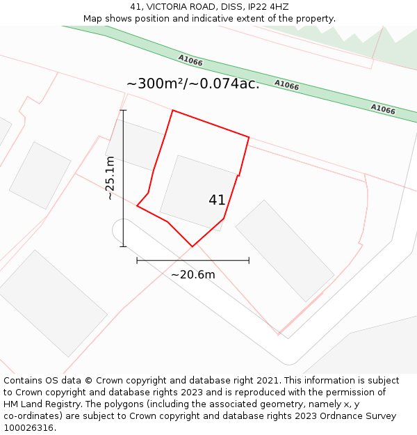 41, VICTORIA ROAD, DISS, IP22 4HZ: Plot and title map