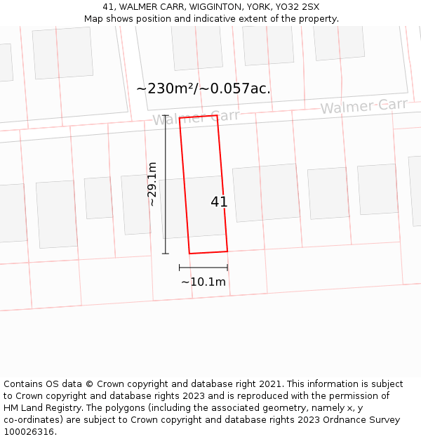 41, WALMER CARR, WIGGINTON, YORK, YO32 2SX: Plot and title map