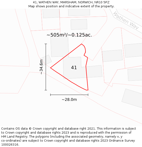 41, WATHEN WAY, MARSHAM, NORWICH, NR10 5PZ: Plot and title map