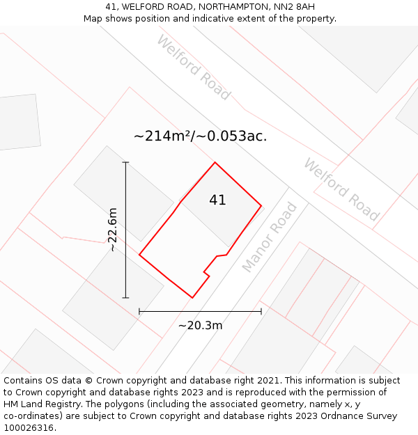 41, WELFORD ROAD, NORTHAMPTON, NN2 8AH: Plot and title map