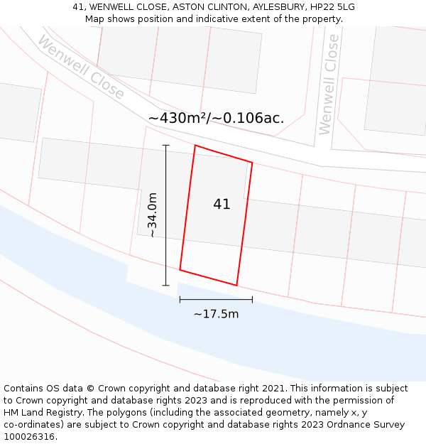 41, WENWELL CLOSE, ASTON CLINTON, AYLESBURY, HP22 5LG: Plot and title map