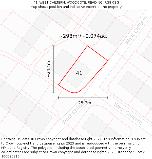 41, WEST CHILTERN, WOODCOTE, READING, RG8 0SG: Plot and title map