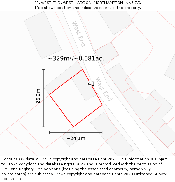 41, WEST END, WEST HADDON, NORTHAMPTON, NN6 7AY: Plot and title map