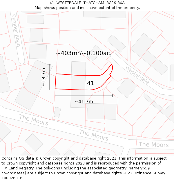 41, WESTERDALE, THATCHAM, RG19 3XA: Plot and title map