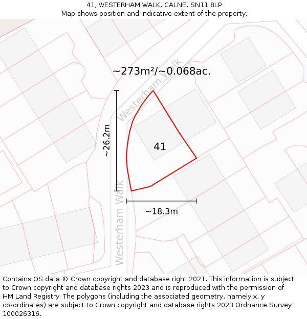 41, WESTERHAM WALK, CALNE, SN11 8LP: Plot and title map