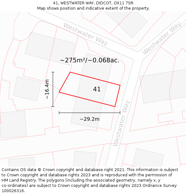 41, WESTWATER WAY, DIDCOT, OX11 7SR: Plot and title map