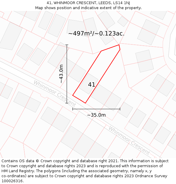 41, WHINMOOR CRESCENT, LEEDS, LS14 1NJ: Plot and title map