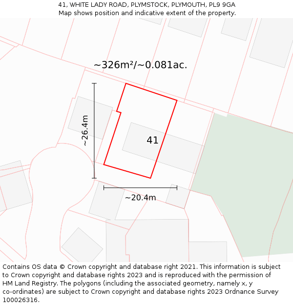 41, WHITE LADY ROAD, PLYMSTOCK, PLYMOUTH, PL9 9GA: Plot and title map